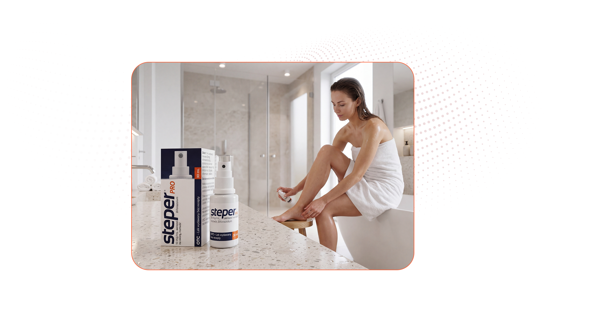 Kobieta stosująca Steper PRO aerozol w łazience